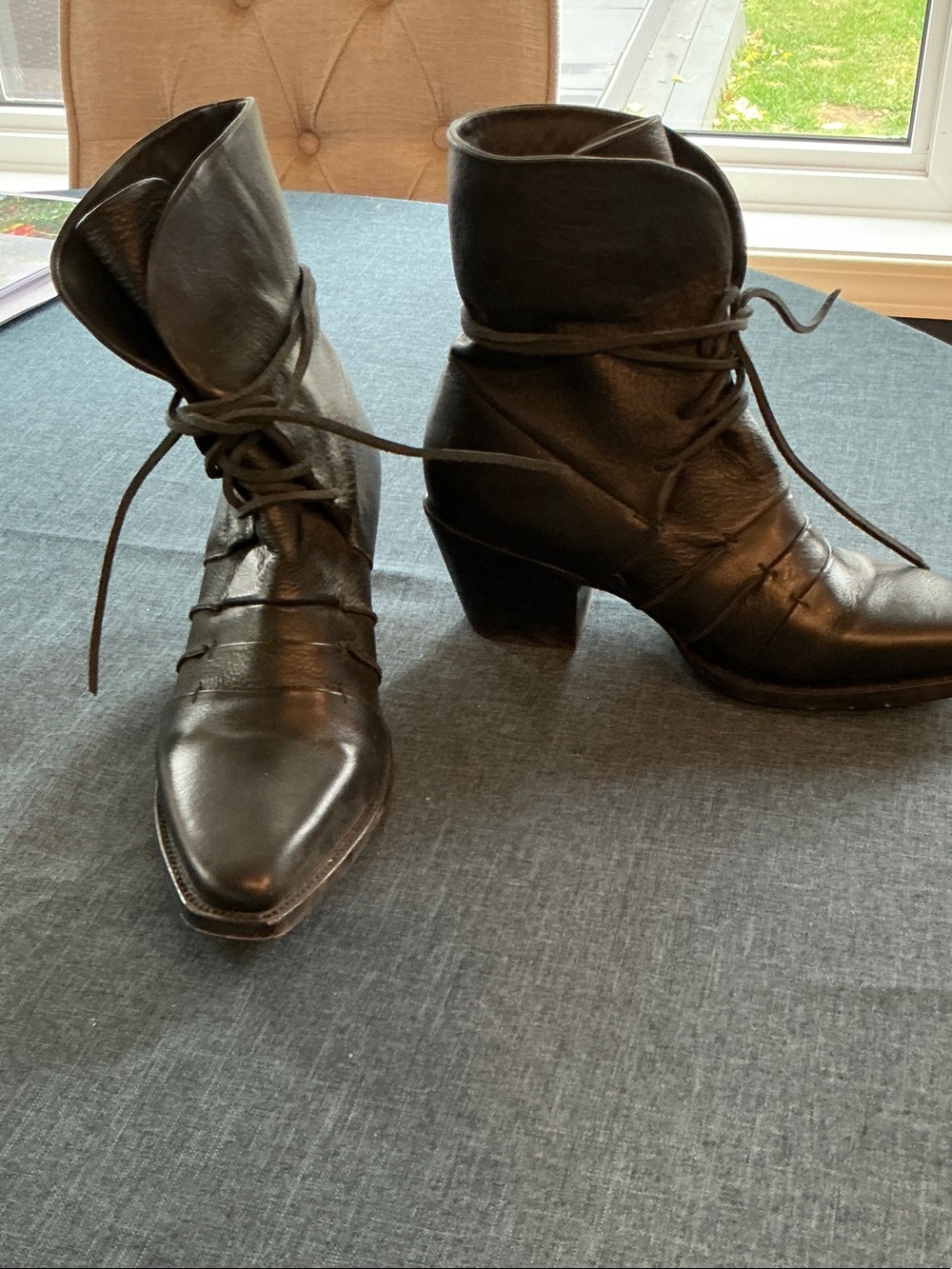 John Fluevog Black Leather Lace-Up Ankle Boots